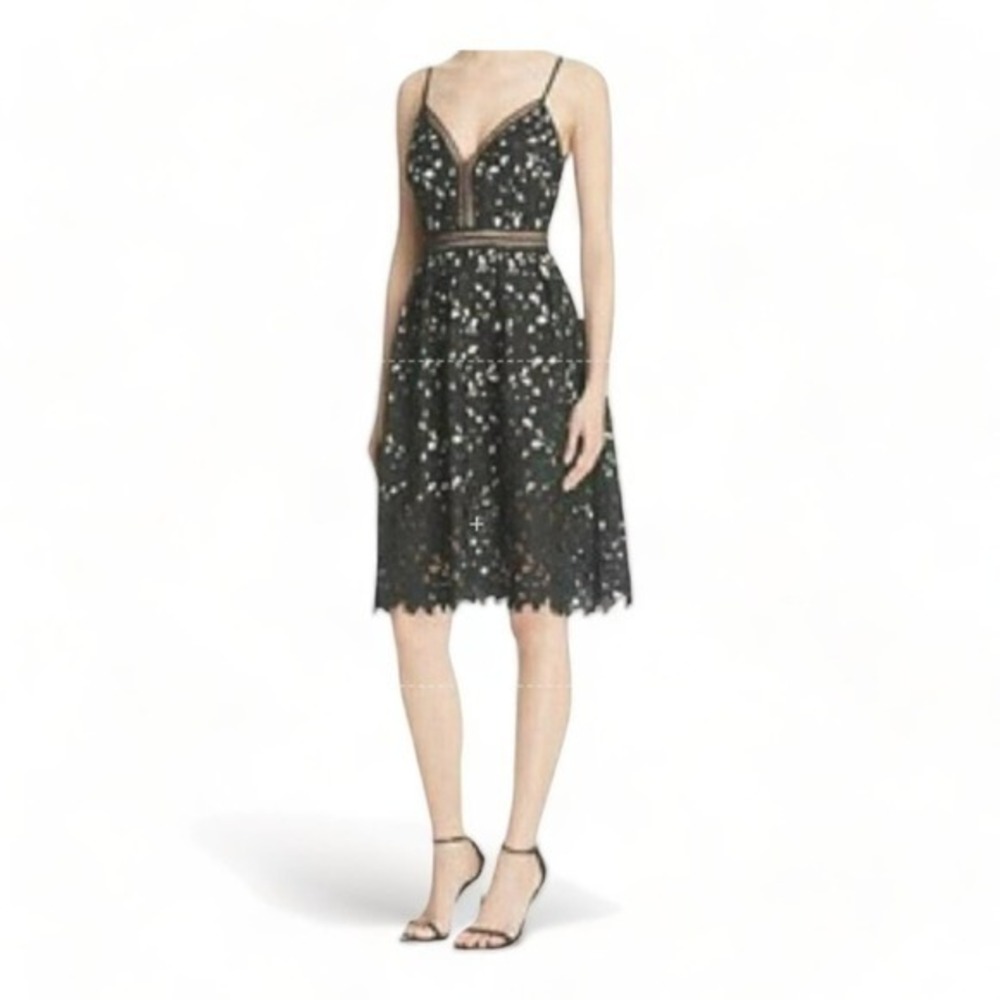 Aqua Black Lace Nude Illusion Dress Medium